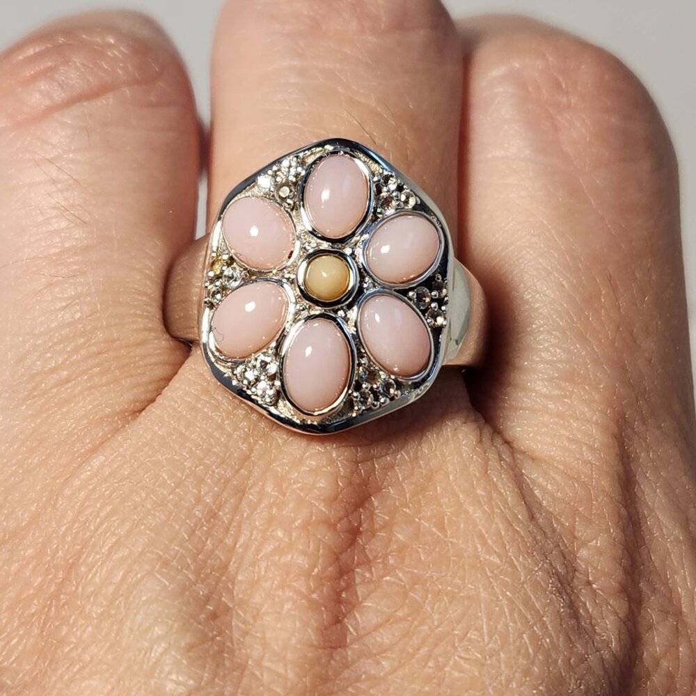 VTG NIB 925 Pink Ethiopian Opal Ring Size 11 - Picture 3 of 11